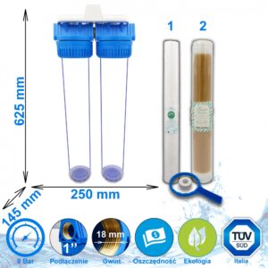 2-STOPNIOWY FILTR WODY: WSTĘPNY+ZMIĘKCZACZ 20" Slim